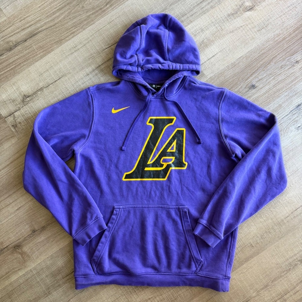 Nike NBA Los Angeles Lakers Hoodie Purple Fleece Pullover AA3671-505 Mens M